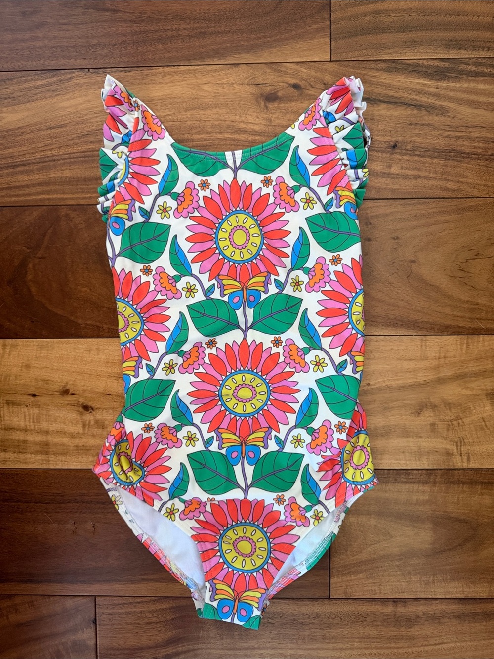 New Without Tag - Mini Boden Girls Floral Sunflower One-Piece Swimsuit